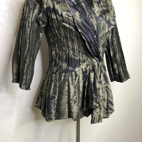 Babette San Francisco gray taupe black metallic twisted front top size Small - Picture 3 of 14